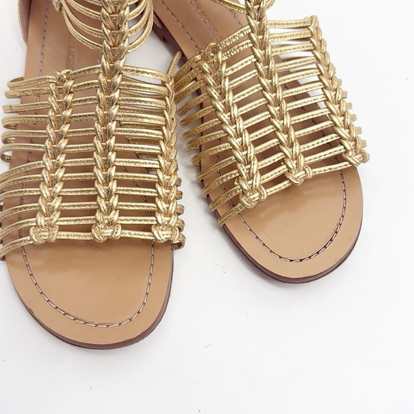 Sigerson Morrison Kelma Leather Gladiator Sandals Gold Flats size 6.5 - Picture 4 of 12